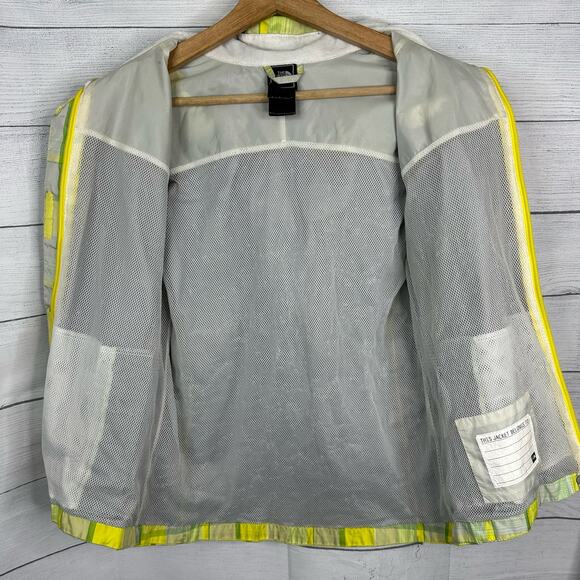 The North Face Girls 14/16 Large Hyvent Hooded Rain Jacket Yellow Plaid Check - Picture 11 of 13